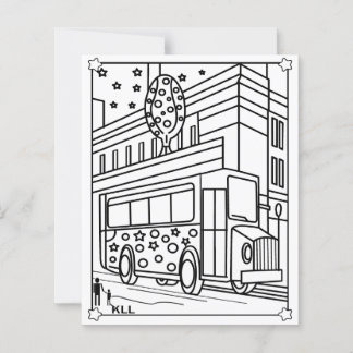 Bus colouring pages kids