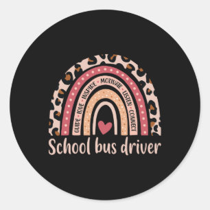 Bus Driver 100th Day Of School Bus Driver Rainbow Classic Round Sticker
