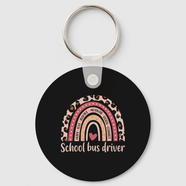 Bus Driver 100th Day Of School Bus Driver Rainbow  Key Ring (Front)