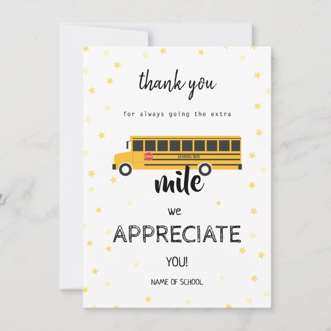 Bus Driver Appreciation funny School  Thank You Card (Front)