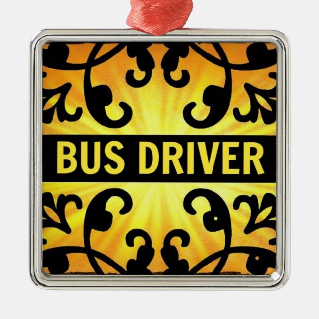Bus Driver Damask Christmas Ornament (Front)