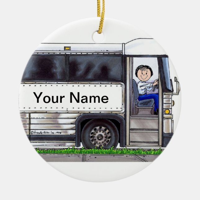 Bus Driver - Female Ceramic Tree Decoration (Front)