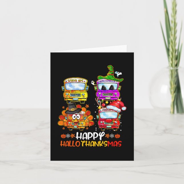 Bus Driver Happy HalloThanksMas Thanksgiving Chris Card (Front)