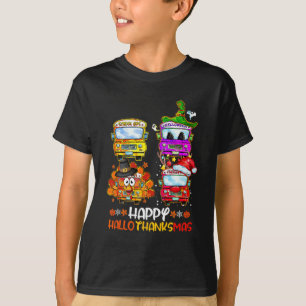 Bus Driver Happy Hallothanksmas Thanksgiving Chris T-Shirt