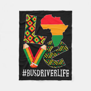 Bus Driver Love Map African American Black History Fleece Blanket