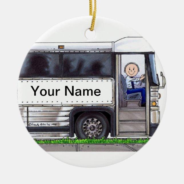 Bus Driver - Male Ceramic Tree Decoration (Front)