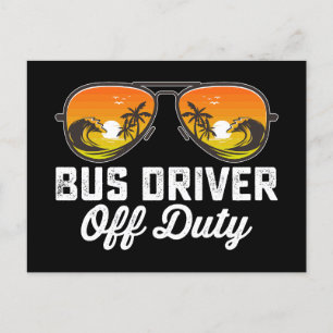 Bus Driver Off Duty Sunglasses Last Day Of School Postcard