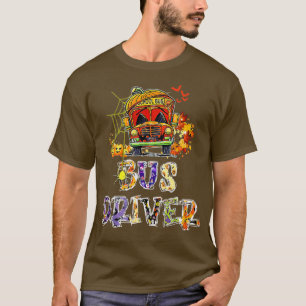 Bus Driver School Bus Halloween Costume With Pumpk T-Shirt