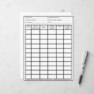 Bus Driver Student List Printable Contact Info