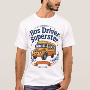 Bus Driver Superstar Retro School Bus T-Shirt