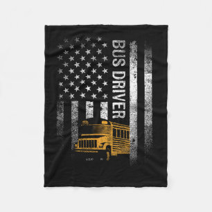 Bus Driver Usa American Flag Funny Bus Driver Gift Fleece Blanket