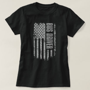 Bus Driver USA Flag Distressed design T-Shirt