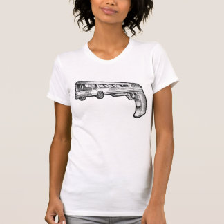 Bus Gun vintage style destroyed white womens tee