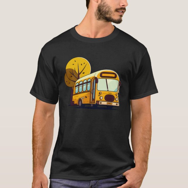 Bus In Front Of Trees Bus Driver T-Shirt (Front)