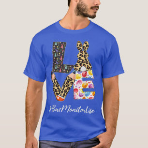 Bus Monitor Love Pencil Easter Day Bunny Leopard W T-Shirt