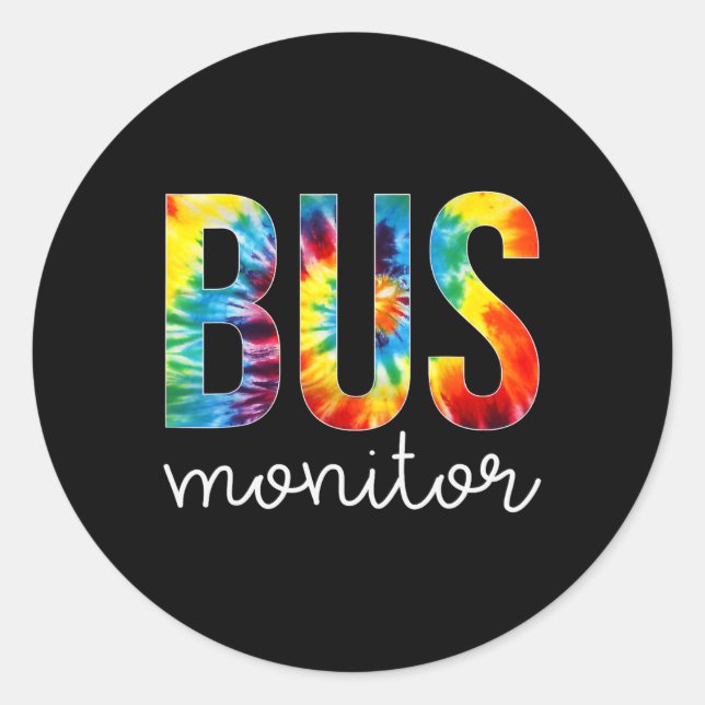 Bus Monitor Tie Dye Appreciation Day Hello Back To Classic Round Sticker (Front)