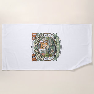 Bus Public Transit Cat Bus Public Transit Cat Vint Beach Towel