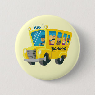Bus school - 6 cm round badge