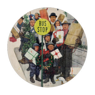 Bus Stop at Christmas Cutting Board