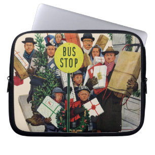 Bus Stop at Christmas Laptop Sleeve