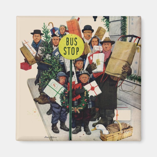 Bus Stop at Christmas Magnet (Front)