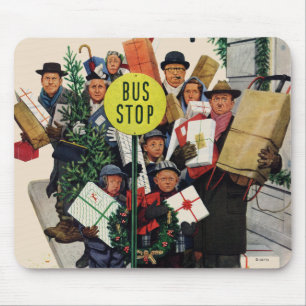 Bus Stop at Christmas Mouse Pad