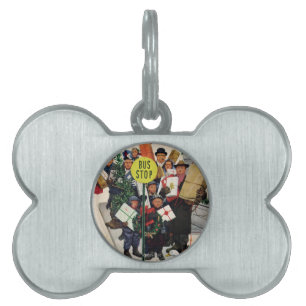Bus Stop at Christmas Pet ID Tag
