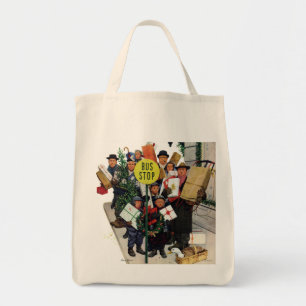 Bus Stop at Christmas Tote Bag