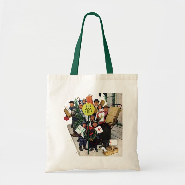 Bus Stop at Christmas Tote Bag (Front)