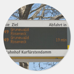 Bus Stop Sign in Berlin Classic Round Sticker