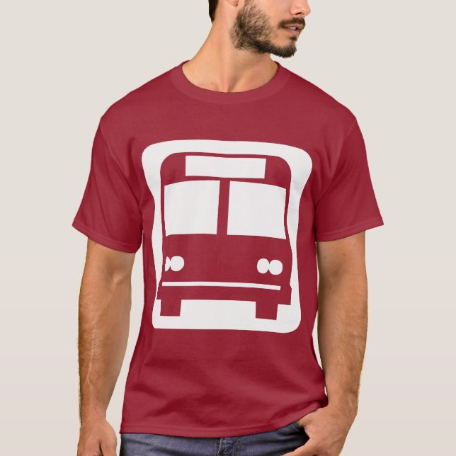 Bus symbol - White on Dark T-Shirt (Front)