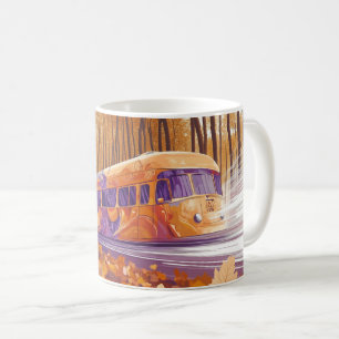 bus vintage avec des motifs artistiques colorés. coffee mug