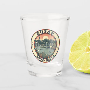 Busan South Korea Bridge Travel Art Badge Shot Glass