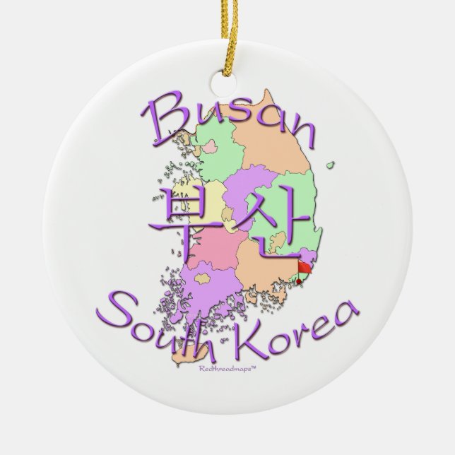 Busan South Korea Ceramic Tree Decoration (Front)