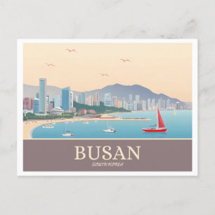 Busan South Korea Pastel Travel  Postcard