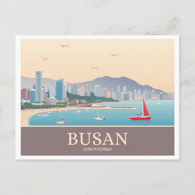 Busan South Korea Pastel Travel  Postcard (Front)