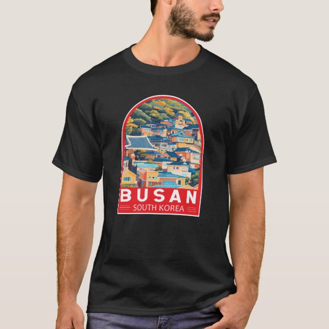 Busan South Korea Travel Art Emblem T-Shirt (Front)