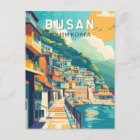 Busan South Korea Travel Art Vintage