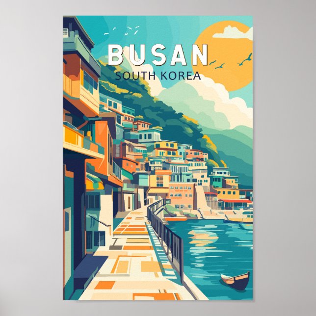 Busan South Korea Travel Art Vintage Poster (Front)