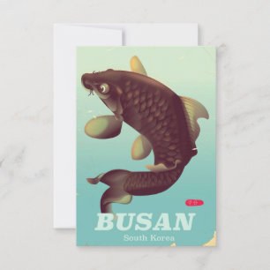 Busan South Korean vintage style travel poster RSVP Card