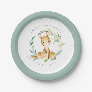 Bush Baby Kangaroo Baby Shower Paper Plate