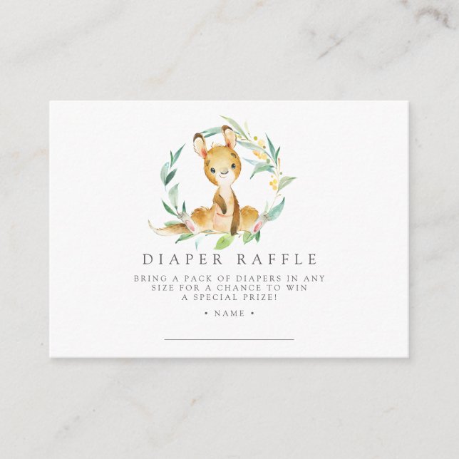 Bush Baby Kangaroo Diaper Raffle Ticket Cards (Front)