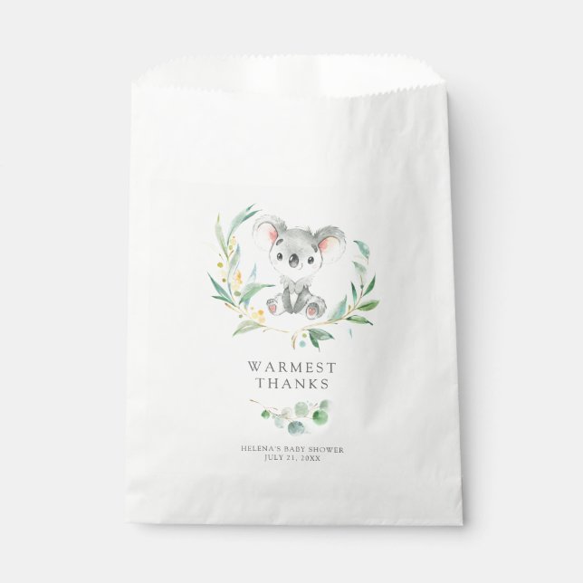 Bush Baby Koala Baby Shower Favor Bags (Front)