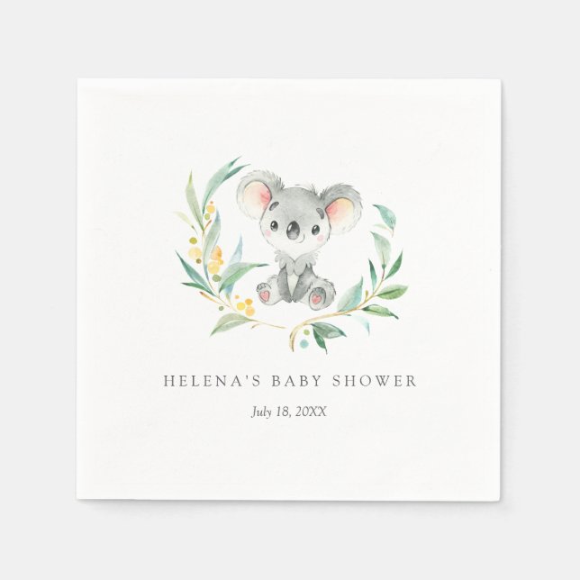 Bush Baby Koala Baby Shower Napkins (Front)