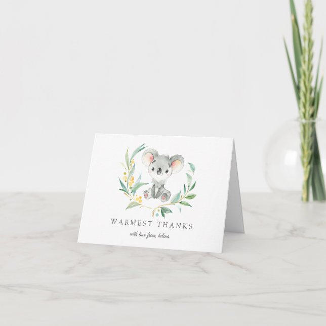 Bush Baby Koala Personalized Thank You Cards (Front)