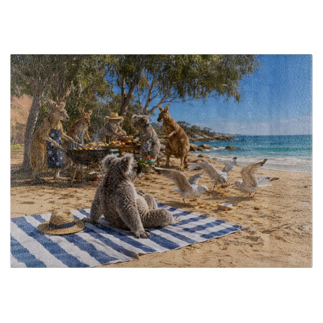 Bush BBQ with Kangaroos and Koalas Cutting Board (Front)