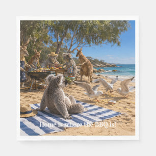 Bush BBQ with Kangaroos and Koalas Napkin