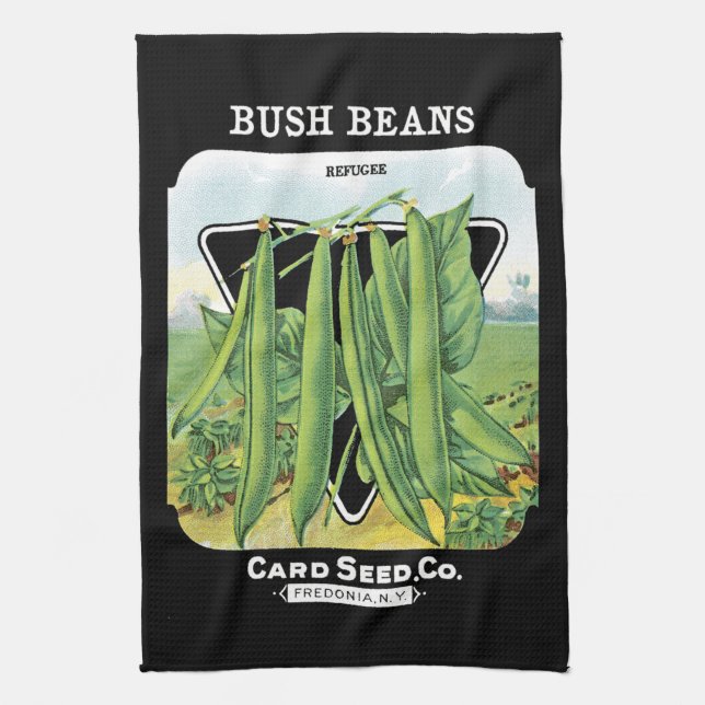 Bush Beans Seed Packet Label Tea Towel (Vertical)