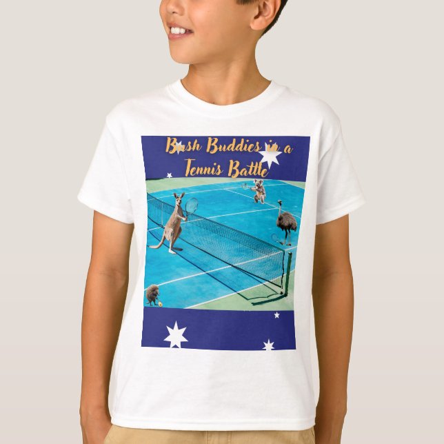 Bush Buddies in a Tennis Battle T-Shirt (Front)