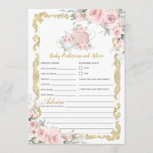 Bush Floral Tea Party Baby Predictions Game Card